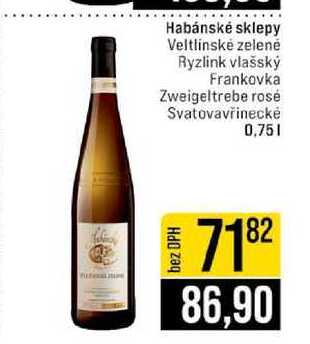 Habánské sklepy Veltlínské zelené Ryzlink vlašský Frankovka Zweigeltrebe rosé Svatovavřinecké 0,75l