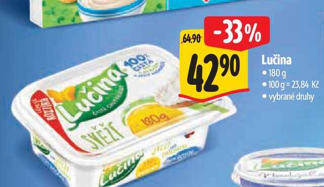 Lučina 180g, vybrané druhy 