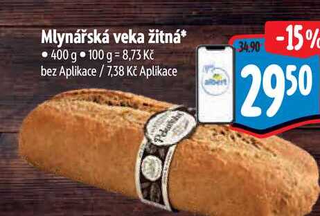 Mlynářská veka žitná  400 g 