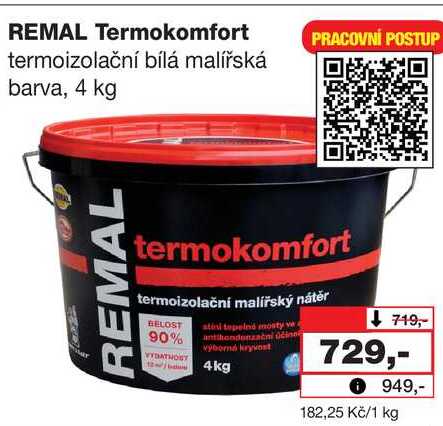 REMAL Termokomfort termoizolační bílá malířská barva, 4 kg