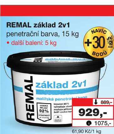 REMAL základ 2v1 penetrační barva, 15 kg