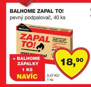 BALHOME ZAPAL TO! pevný podpalovač, 40 ks