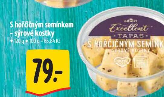 S hořčičným semínkem - sýrové kostky 120 g  