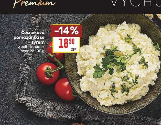 Česneková pomazánka se sýrem z pultu lahůdek sena za 100 g 