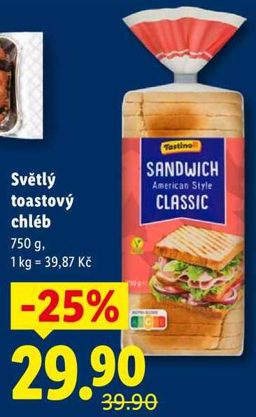 Světlý toastový chléb, 750 g