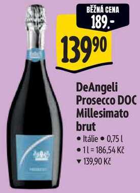 DeAngeli Prosecco DOC Millesimato brut, 0,75 l