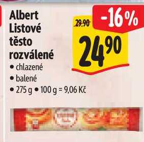 Albert Listové těsto rozválené • chlazené, 275 g