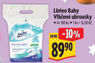Linteo Baby Vlhčené ubrousky, 4x 80 ks