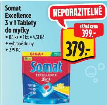 Somat Excellence 3 v 1 Tablety do myčky, 88 ks