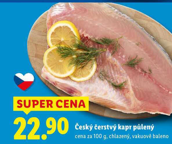Český čerstvý kapr půlený, cena za 100 g
