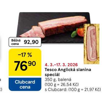 Tesco Anglická slanina speciál, 350 g