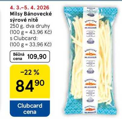 Milsy Bánovecké sýrové nitě, 250 g