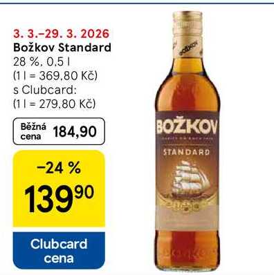 Božkov Standard 28 %, 0,5 l
