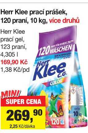 Herr Klee prací prášek, 120 praní, 10 kg