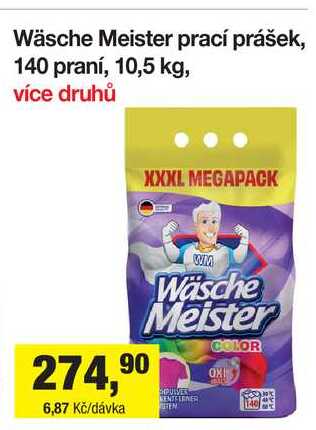 Wäsche Meister prací prášek, 140 praní, 10,5 kg