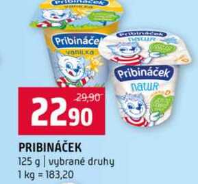 PRIBINÁČEK 125 g vybrané druhy 
