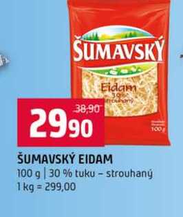 ŠUMAVSKÝ EIDAM 100 g 30 % tuku strouhaný
