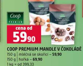 COOP PREMIUM MANDLE V ČOKOLÁDĚ 150 g mléčná se skořicí 