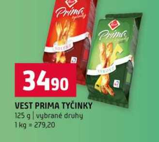 VEST PRIMA TYČINKY 125 g vybrané druhy
