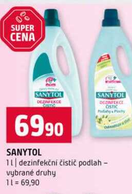 SANYTOL 1l dezinfekční čistič podlah vybrané druhy