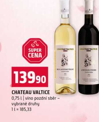 CHATEAU VALTICE 0,75l víno pozdní sběr vybrané druhy