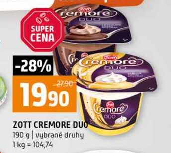 ZOTT CREMORE DUO 190 g vybrané druhy