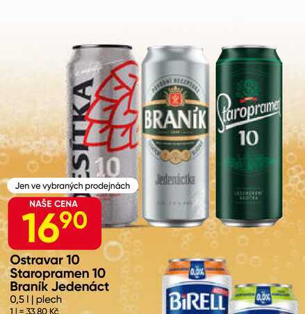 Braník Jedenáctka pivo ležák světlý 0,5l plech