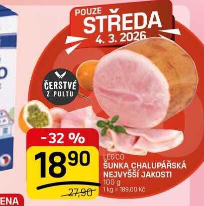 ŠUNKA CHALUPÁŘSKÁ NEJVYŠŠÍ JAKOSTI 100 g 