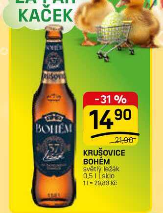 KRUŠOVICE BOHÉM světlý ležák 0,5l