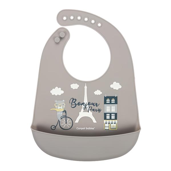 Canpol babies Bonjour Paris Bryndák silikonový s kapsou, béžový
