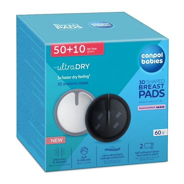 Canpol babies Tvarované prodyšné vložky do podprsenky 3D, černé,  50 + 10 ks