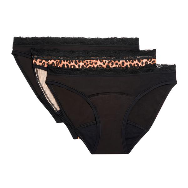 Marks & Spencer Vysoce savé menstruační kalhotky - bikini, 3 ks, barva černá, velikost 12
