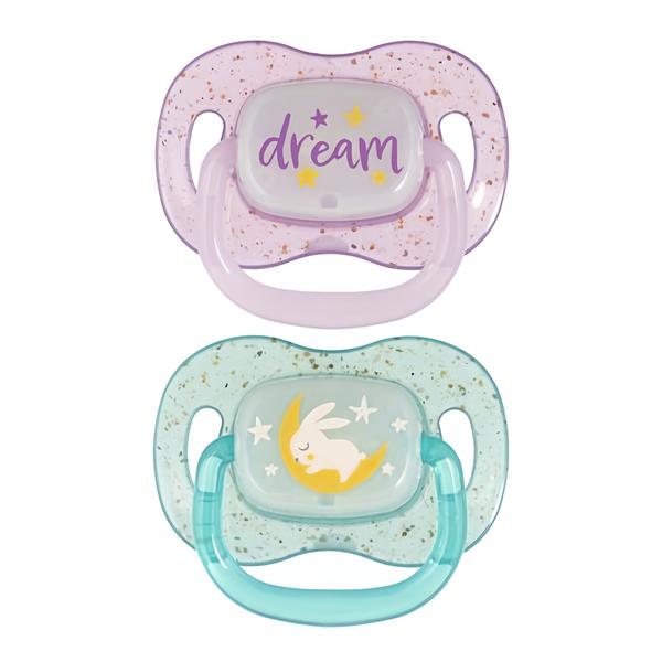 Canpol babies Dudlík svítící silikonový symetrický NIGHTGLOW (6-18 m), holka