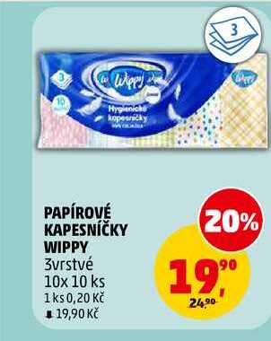 PAPÍROVÉ KAPESNÍČKY WIPPY, 10x 10 ks 
