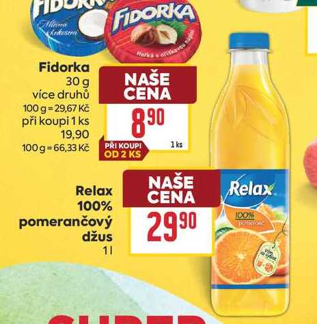 Relax 100% pomerančový džus 1l