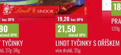 LINDT TYČINKY S OŘÍŠKEM 35g 