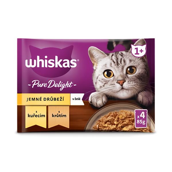 Whiskas Pure Delight kapsičky drůbeží výběr v želé pro dospělé kočky 4x85g