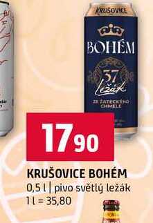 KRUŠOVICE BOHÉM 0,5l pivo světlý ležák