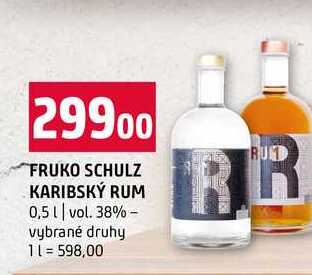 FRUKO SCHULZ KARIBSKÝ RUM 0,5l vol. 38% vybrané druhy
