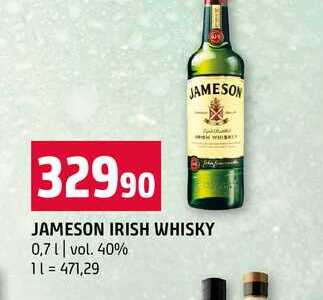 JAMESON IRISH WHISKY 0,7l vol. 40%