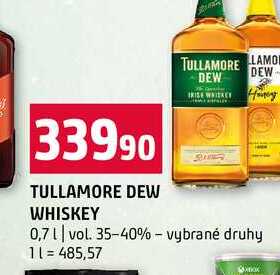 TULLAMORE DEW WHISKEY 0,7l vol. 35-40% vybrané druhy
