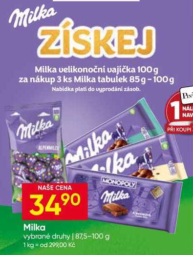 Milka vybrané druhy 87,5-100 g 