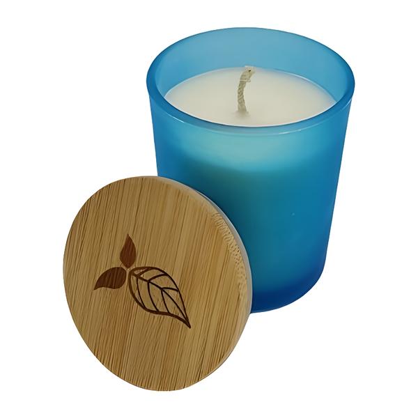 DobroDílo Přírodní sójová svíčka Citronová tráva - modrá s bambusovým víčkem