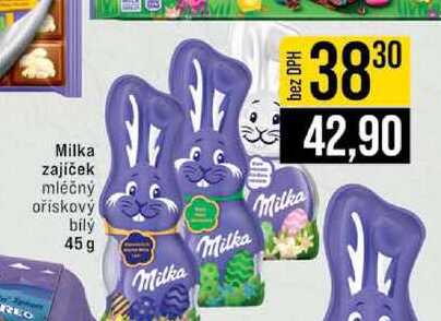 Milka zajíček mléčný ořískový bílý 45 g