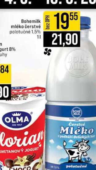 Bohemilk mléko čerstvé polotučné 1,5% 1l