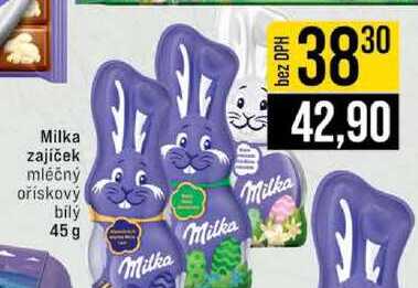 Milka zajíček mléčný ořískový bílý 45 g