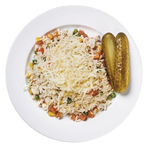 Kuřecí rizoto se sýrem a okurkou