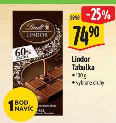   Lindor Tabulka 100 g  