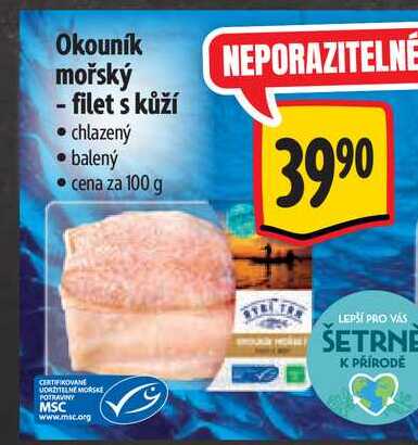 Okouník mořský - filet s kůží 100 g