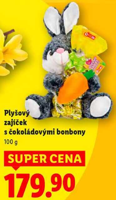 Plyšový zajíček s čokoládovými bonbony, 100 g 